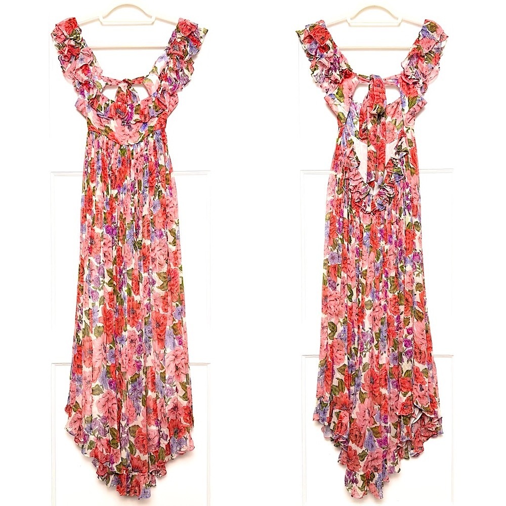 ZIMMERMANN Silk Floral Print Sleeveless Empire Waist Tie Back Lovestruck Dress M - Picture 13 of 16